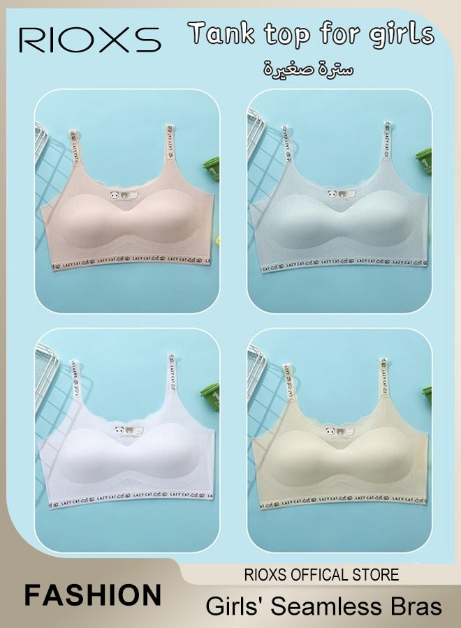 RIOXS Teen Girls' Training Bra Seamless Lightweight No Wire Bras Comfort Elastic Wide Shoulder Straps Elastic Soft Bras For Girls  - Image 3