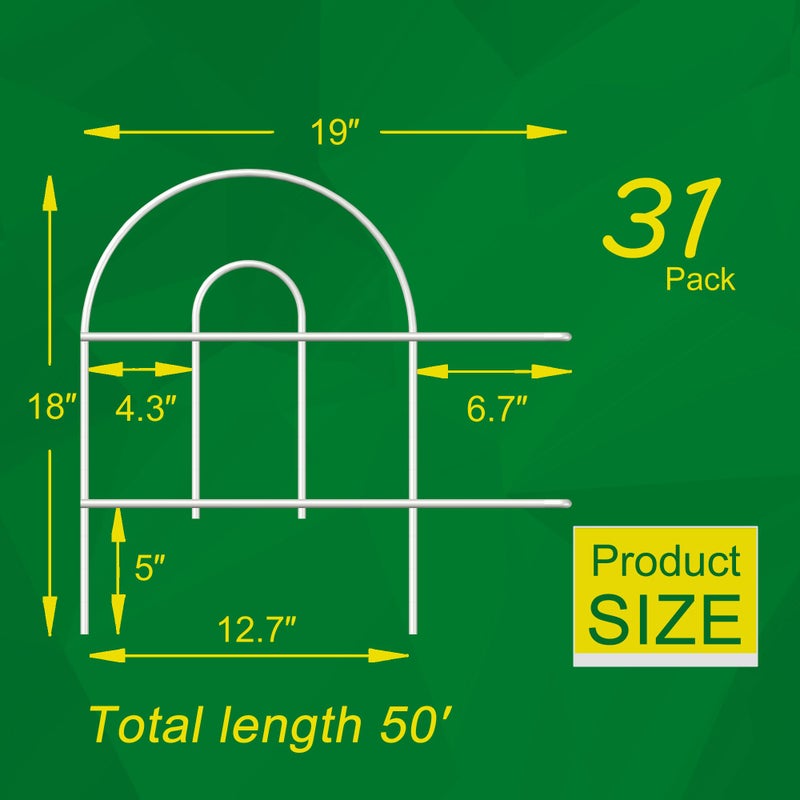 FOREHOGAR Decorative White Garden Fence Border 18in X50ft Outdoor Metal Wire Garden Fencing Flower Bed Folding Fences Panel Patio Edging Landscape for Yard - Image 3