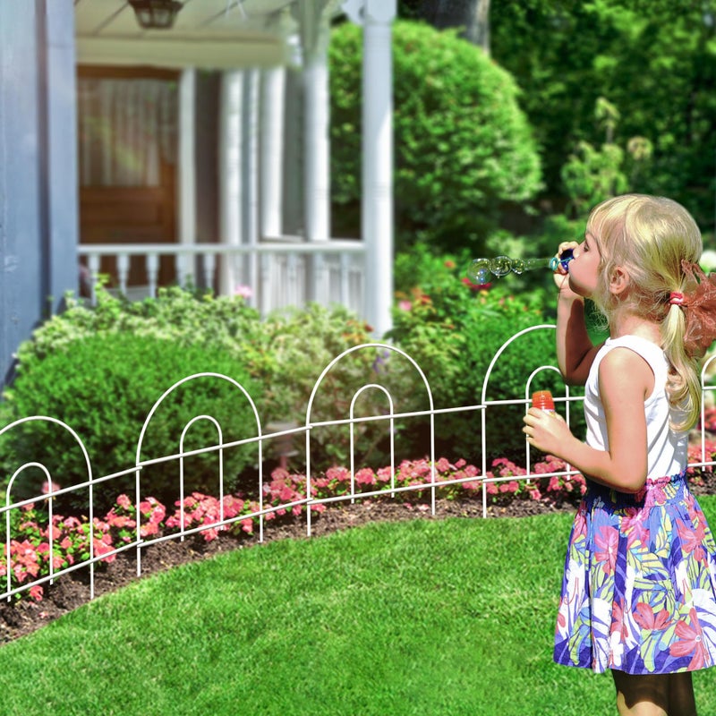 FOREHOGAR Decorative White Garden Fence Border 18in X50ft Outdoor Metal Wire Garden Fencing Flower Bed Folding Fences Panel Patio Edging Landscape for Yard - Image 2
