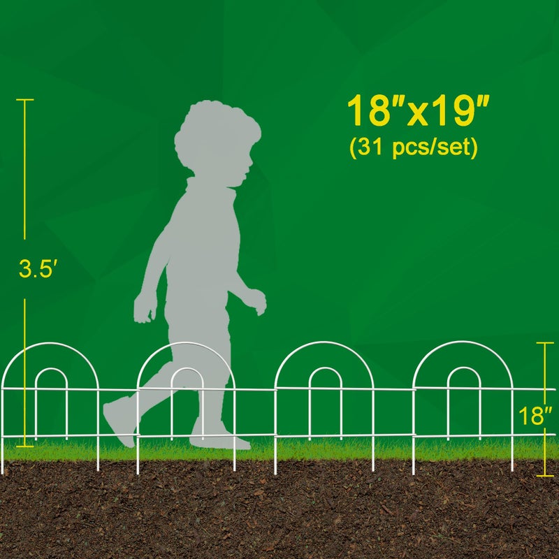 FOREHOGAR Decorative White Garden Fence Border 18in X50ft Outdoor Metal Wire Garden Fencing Flower Bed Folding Fences Panel Patio Edging Landscape for Yard - Image 4