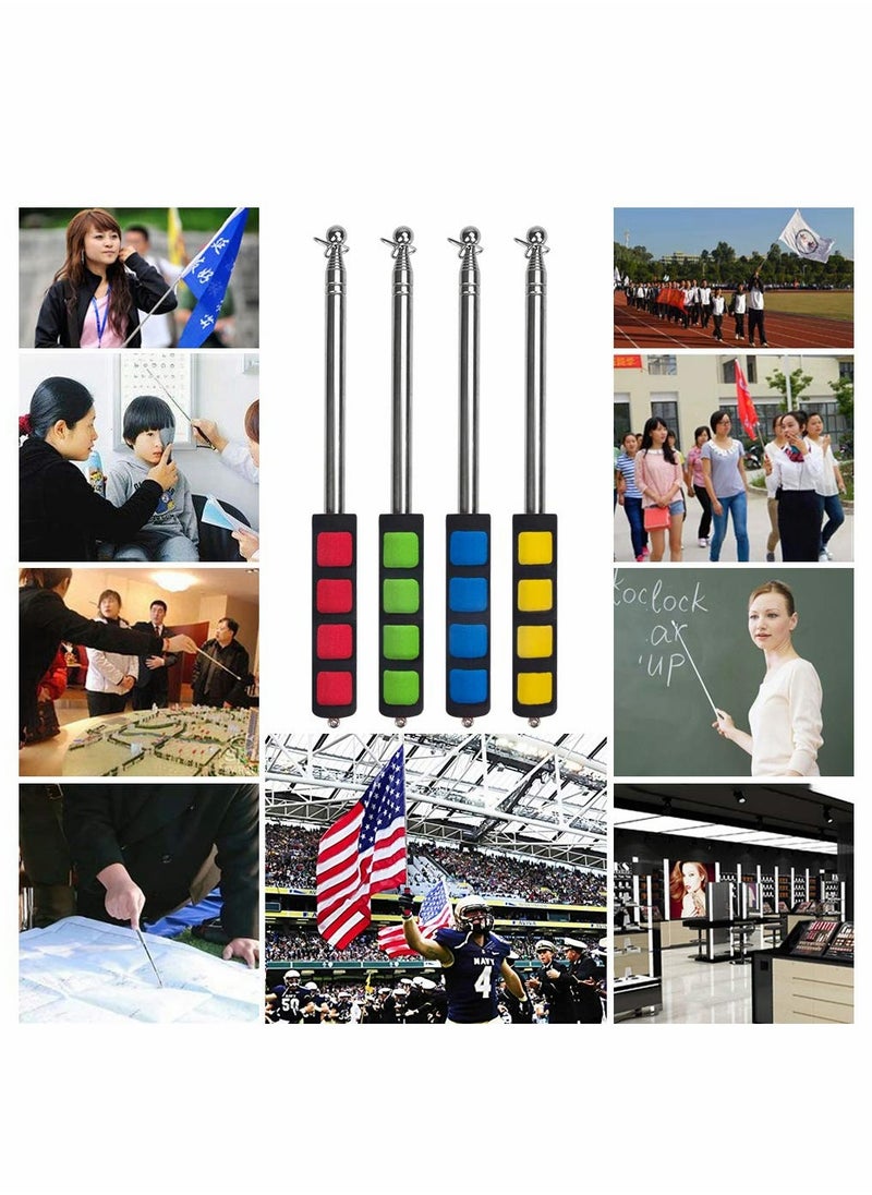 Generic - Telescopic Flag Pole, Portable Pole for Camping with Lanyard, 1.6m Poles Stick Tourist Guide Travelling Presentation Pointer 4pcs, Random Color - Image 1