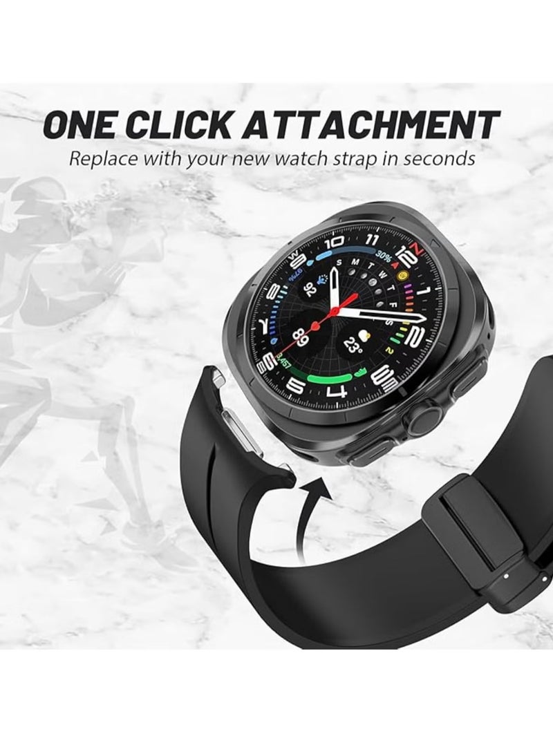 ELTRAZONE Magnetic Band Compatible with Samsung Galaxy Watch 7 Ultra 2024 Strap – Magnetic D-Buckle Replacement Band, No Gap Silicone Sports Strap for Samsung Galaxy Watch 7 Ultra Men and Women - Image 3