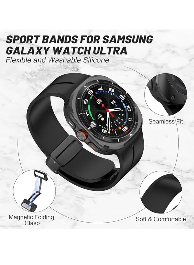 ELTRAZONE Magnetic Band Compatible with Samsung Galaxy Watch 7 Ultra 2024 Strap – Magnetic D-Buckle Replacement Band, No Gap Silicone Sports Strap for Samsung Galaxy Watch 7 Ultra Men and Women - Image 4