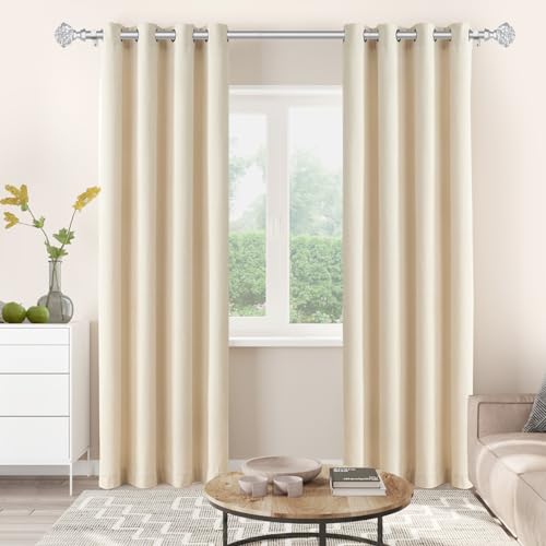 TONIAL 2 Pack Curtain Rods for Windows 48 to 84 Inch, Telescoping Splicing 3/4 Single Rods 32 to 86 Inch Decorative Drapery Rod with Translucent Diamond Finial, Silver - Image 2