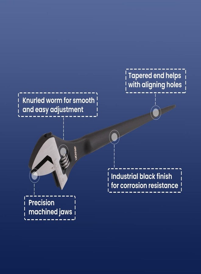 Lichamp مجموعة مفاتيح ربط Lichamp Spud Wrench مقاس 12 بوصة، مكونة من مفتاح ربط مزدوج 3/8 بوصة × 1/2 بوصة، ومفتاح ربط سقالة مزدوج المقبس 3/4 بوصة × 7/8 بوصة، ومفتاح ربط Spud قابل للتعديل مقاس 12 بوصة - Image 3