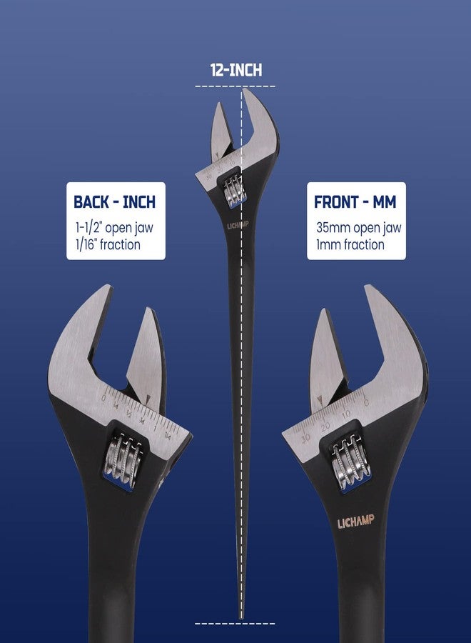 Lichamp مجموعة مفاتيح ربط Lichamp Spud Wrench مقاس 12 بوصة، مكونة من مفتاح ربط مزدوج 3/8 بوصة × 1/2 بوصة، ومفتاح ربط سقالة مزدوج المقبس 3/4 بوصة × 7/8 بوصة، ومفتاح ربط Spud قابل للتعديل مقاس 12 بوصة - Image 2