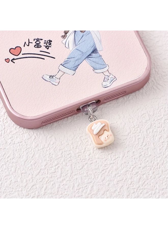 Iphone Dust Plug Toast Dog Style Resin Pendant For Mobile Phone Hole Cover - Image 1