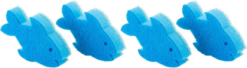Vigar Pet Dish Sponge Set of 4 Blue FishShaped Scrub Sponges for Cat Bowls Ideal for Stainless Steel Cat Bowls and Plastic Cat Bowls NonScratch - Image 3