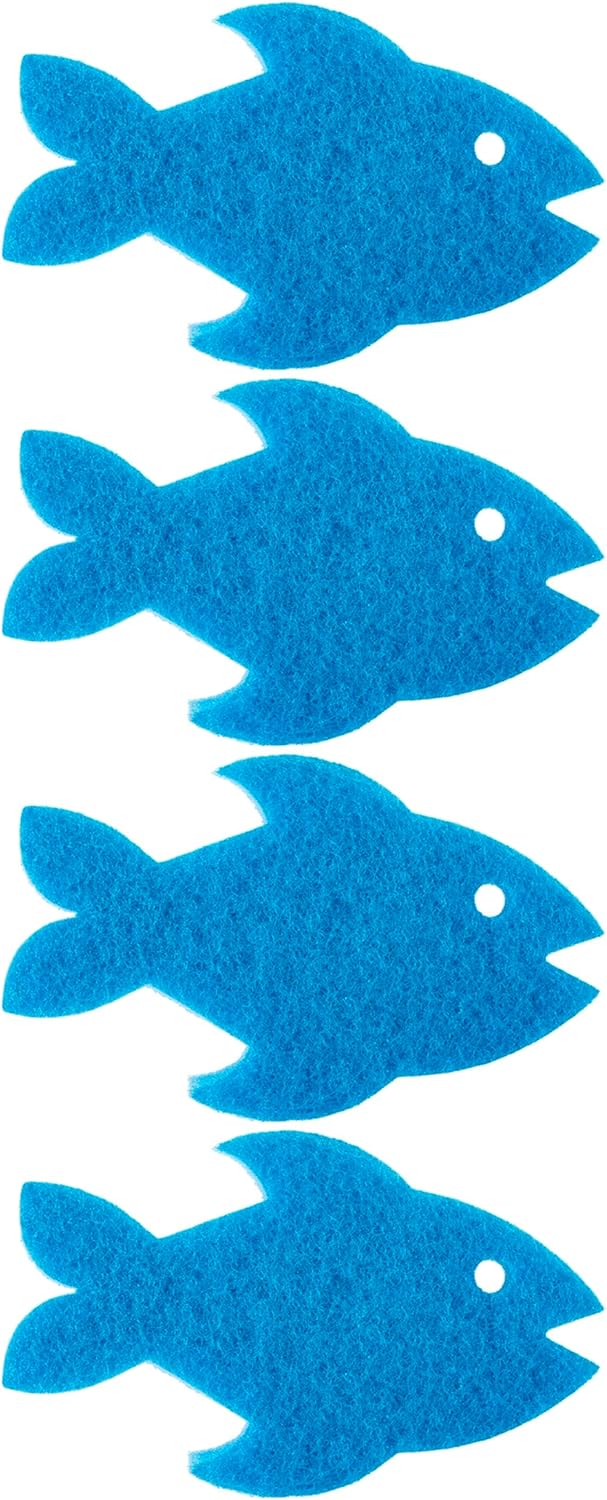 Vigar Pet Dish Sponge Set of 4 Blue FishShaped Scrub Sponges for Cat Bowls Ideal for Stainless Steel Cat Bowls and Plastic Cat Bowls NonScratch - Image 1