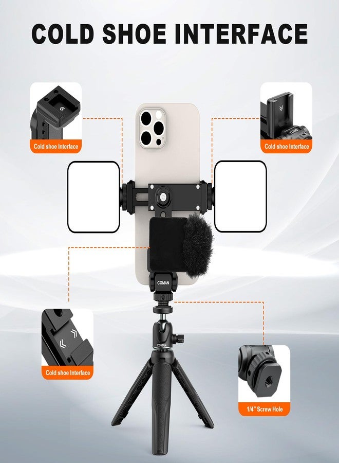 COMAN حامل ثلاثي القوائم معدني COMAN للهاتف - حامل مزود بـ 3 أحذية باردة وفتحة Arca، محول عالمي للهاتف الذكي، مشبك حامل هاتف قابل للتعديل يدور 360° يناسب iPhone 15 Pro Max Galaxy S24 - Image 4