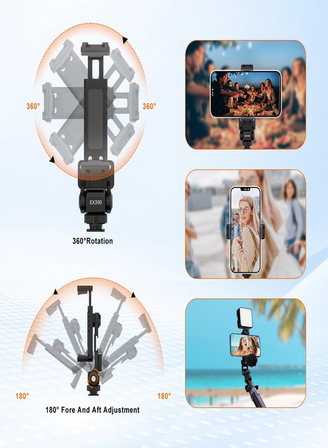 COMAN حامل ثلاثي القوائم معدني COMAN للهاتف - حامل مزود بـ 3 أحذية باردة وفتحة Arca، محول عالمي للهاتف الذكي، مشبك حامل هاتف قابل للتعديل يدور 360° يناسب iPhone 15 Pro Max Galaxy S24 - Image 5