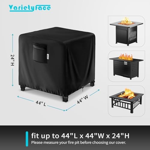 Varietyface 44 Square Fire Pit Cover HeavyDuty Waterproof Oxford Buckle Straps Air Vents Drawstring Windproof UVResistant for WorryFree YearRound Protection on Patio Fire Pits Tables - Image 3