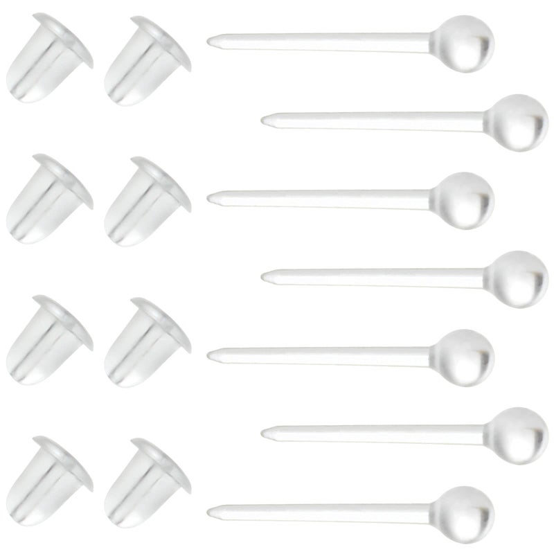 KMEOSCH Plastic Earrings for Sports, KMEOSCH 400Pcs 18g 3mm/4mm Solid Plastic Post Stud Earrings with Soft Rubber Earring Backs in 2 Organizer Boxes - Image 1