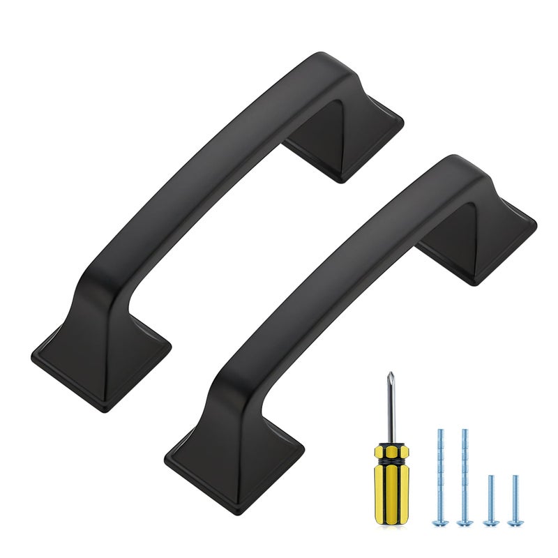 Ravinte Hardware 25 Pack Kitchen Cabinet Handles 3 Inch Hole Center Black Cabinet Pulls Solid Suqare Foot Drawer Pulls for Kitchen Cabinet Door Handles Matte Black Arch Dresser Handles for Cabinets and Drawers - Image 2
