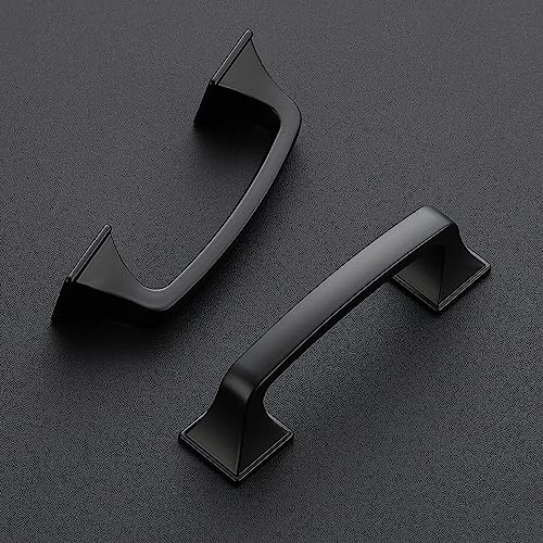 Ravinte Hardware 25 Pack Kitchen Cabinet Handles 3 Inch Hole Center Black Cabinet Pulls Solid Suqare Foot Drawer Pulls for Kitchen Cabinet Door Handles Matte Black Arch Dresser Handles for Cabinets and Drawers - Image 3