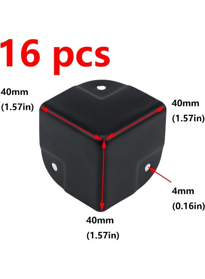 Antrader 16Pcs Black Metal Corner Protector,1.57" Box Edge Guard Protector,Metal Cabinets Speaker Corners Protector(40×40×40mm) - Image 2