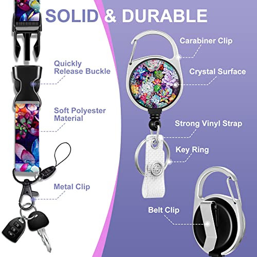 Toykee ID Badge Holder with Lanyard and Retractable Badge Reel Clip, Succulent Plants Card Name Tag Lanyard Vertical ID Protector Bage Clips for Nurse Nursing Doctor Teacher Student - Image 4