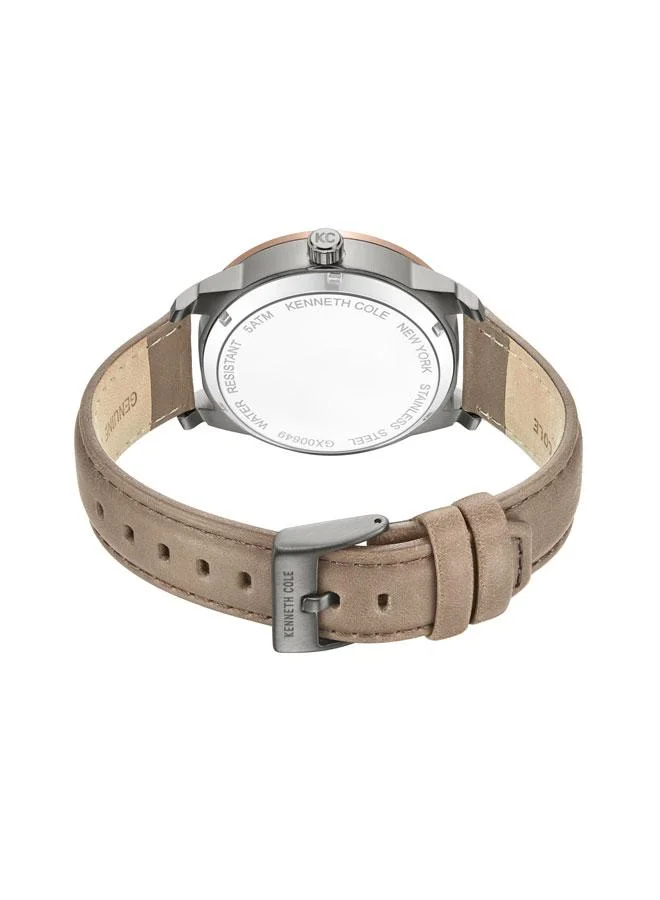 Kenneth Cole New York  Skyscrapper Men's 44mm Automatic Watch with Gunmetal Dial & Brown Genuine Leather Strap for Men | Best Price UAE