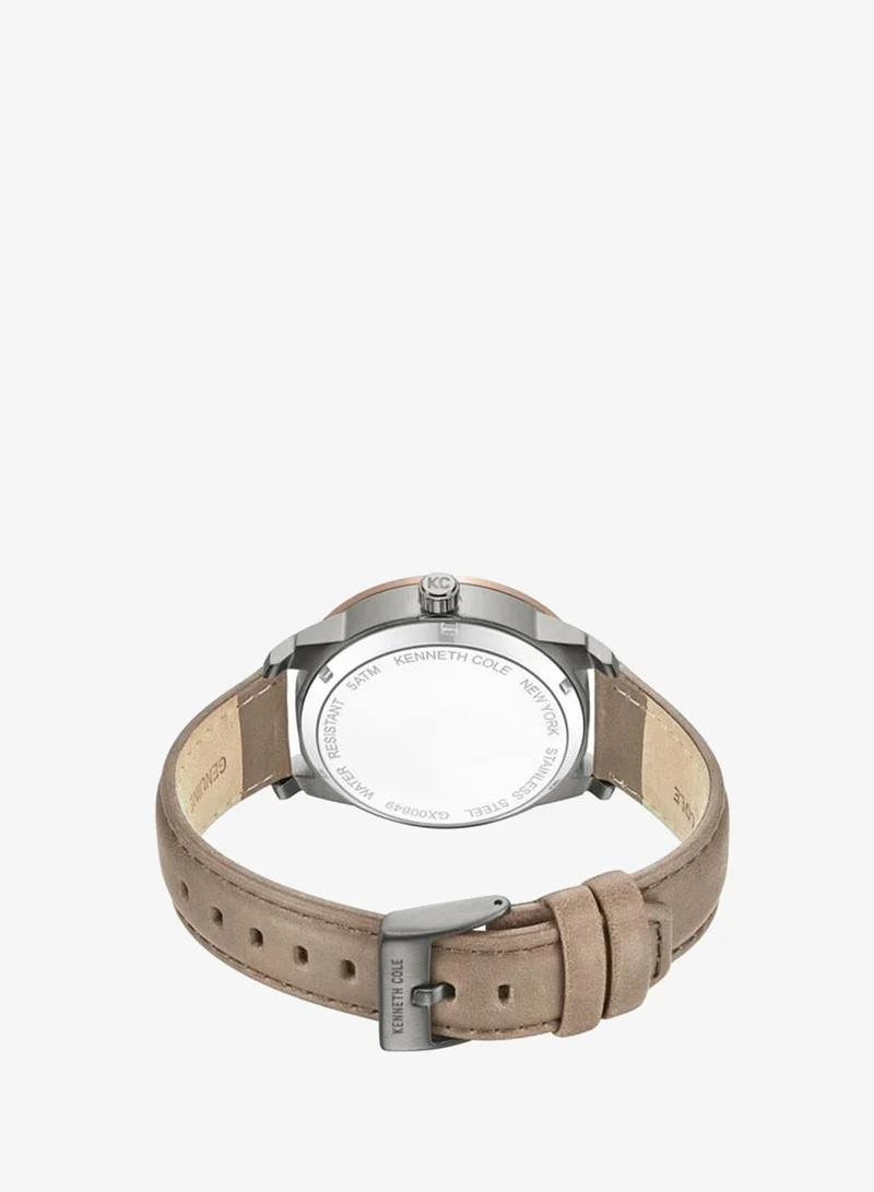 Kenneth Cole New York  Skyscrapper Men's 44mm Automatic Watch with Gunmetal Dial & Brown Genuine Leather Strap for Men | Best Price UAE