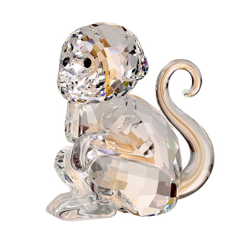 DOJOZ Crystal Little Monkey Animals Lovely Craft Decorations for Home Ornaments Christmas Collectible Birthday Gifts Figurines White