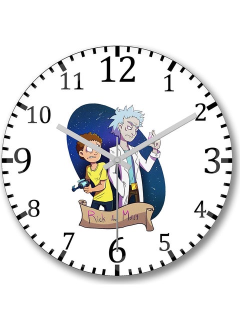 Print Shop Rick Sanchez Morty Smith Wall Clock Curved Real Glass