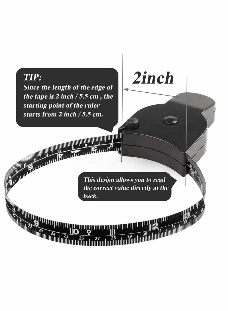 Body Fat Caliper and Measuring Tape for Body Skin Fold Body Fat Analyzer and BMI Measurement Tool Body Tape Measure Body Measuring Tape Lock Pin 2 Pack - Image 2