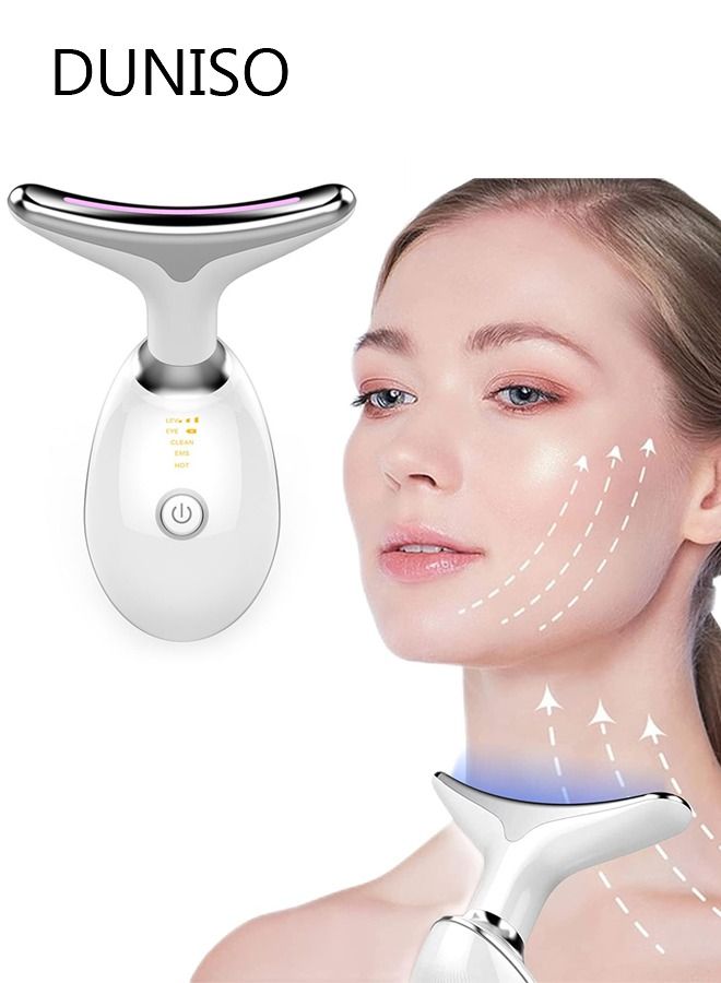 DUNISO Firming Wrinkle Device for Neck Face,with 3 Color Modes, Double Chin Reducer Vibration Massager 42℃ Heat Vibration For Wrinkles Appearance and Skin Care, Tightening, Smooth - Image 1