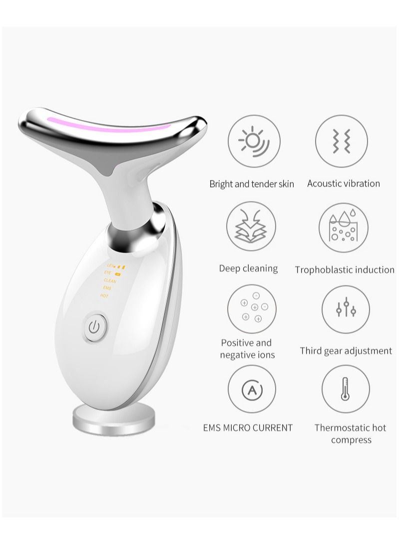 DUNISO Firming Wrinkle Device for Neck Face,with 3 Color Modes, Double Chin Reducer Vibration Massager 42℃ Heat Vibration For Wrinkles Appearance and Skin Care, Tightening, Smooth - Image 5