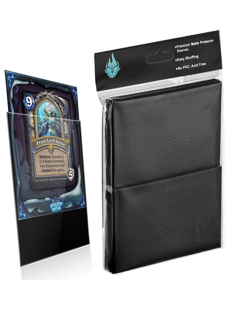 عدد 100 حافظة بطاقات لبطاقات التداول، وأكمام بطاقات حماية سطح السفينة غير اللامعة، وأكمام واقيات البطاقات لـ MTG، والبطاقات الرياضية، وبطاقة الألعاب (أسود) - Image 1