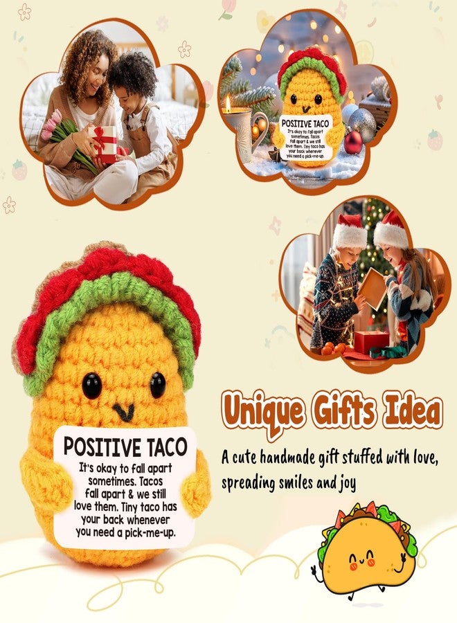 LuoHere Mini Positive Crochet Taco Birthday Gifts for Women Men Self Care Son Graduation Gift Mom Dad Daughter Sister Friend Coworkers Relaxation Emotional Inspirational Support Nuggets Christmas Small Gifts - Image 3