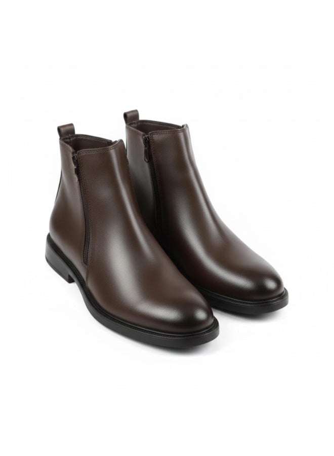 Men's classic half-boot with a distinctive zipper, made of elegant genuine leather and featuring a slip-resistant Turkish rubber sole. - Image 2