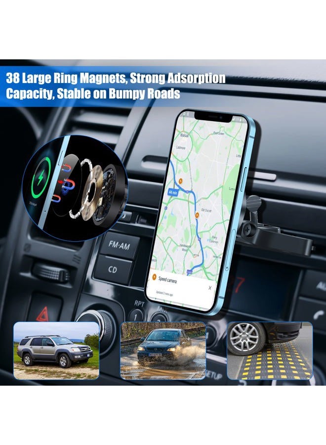 Piosoo 15W Magnetic Wireless Car Charger CD Slot Mount for iPhone 13/13 Pro/13 Pro Max/13 mini/12/12 Pro/12 Pro Max,Powerful Suction Auto-Alignment Mag-Safe Car Mount, Compatible with Mag-Safe Cases - Image 5