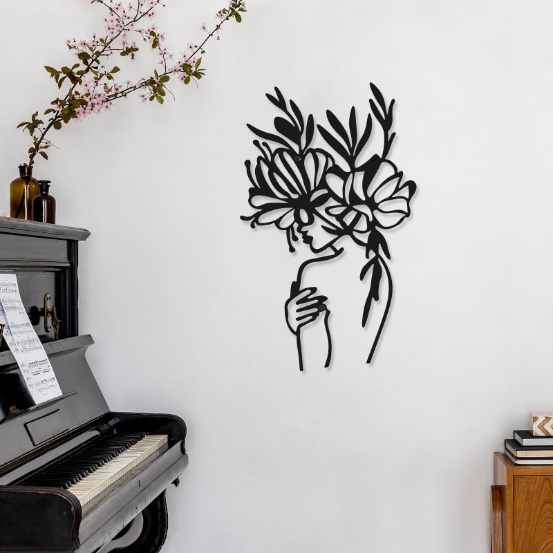 Photect 3 Pcs Metal Wall Art Decor Minimalist Abstract Woman metal Modern Line Drawing Wall Art Decor Female Single Line Home Hanging for Bedroom Kitchen Bathroom Living Room - Image 2