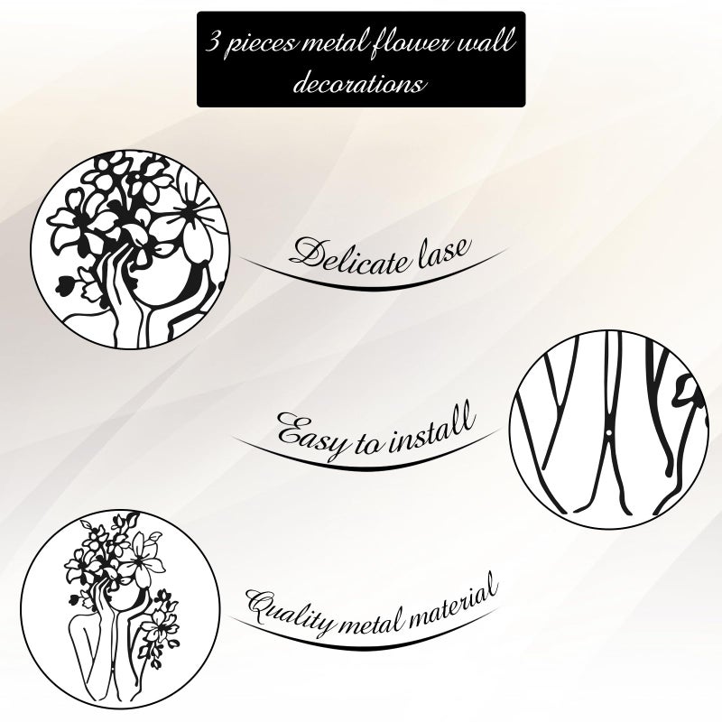 Photect 3 Pcs Metal Wall Art Decor Minimalist Abstract Woman metal Modern Line Drawing Wall Art Decor Female Single Line Home Hanging for Bedroom Kitchen Bathroom Living Room - Image 5
