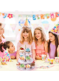 Y&D 3 Tier Unicorn Cardboard Cupcake Stand Tower Mini Round Dessert Holder for Baby Shower Gender Reveal Party  - Image 5