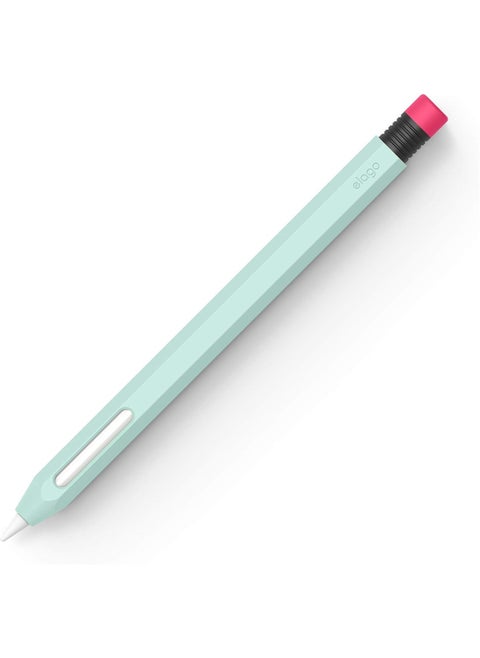 غطاء حافظة قلم رصاص كلاسيكي لجيل قلم Apple Pencil 2nd، تصميم كلاسيكي، مع شحن مغناطيسي ومفتاح مزدوج - نعناعي