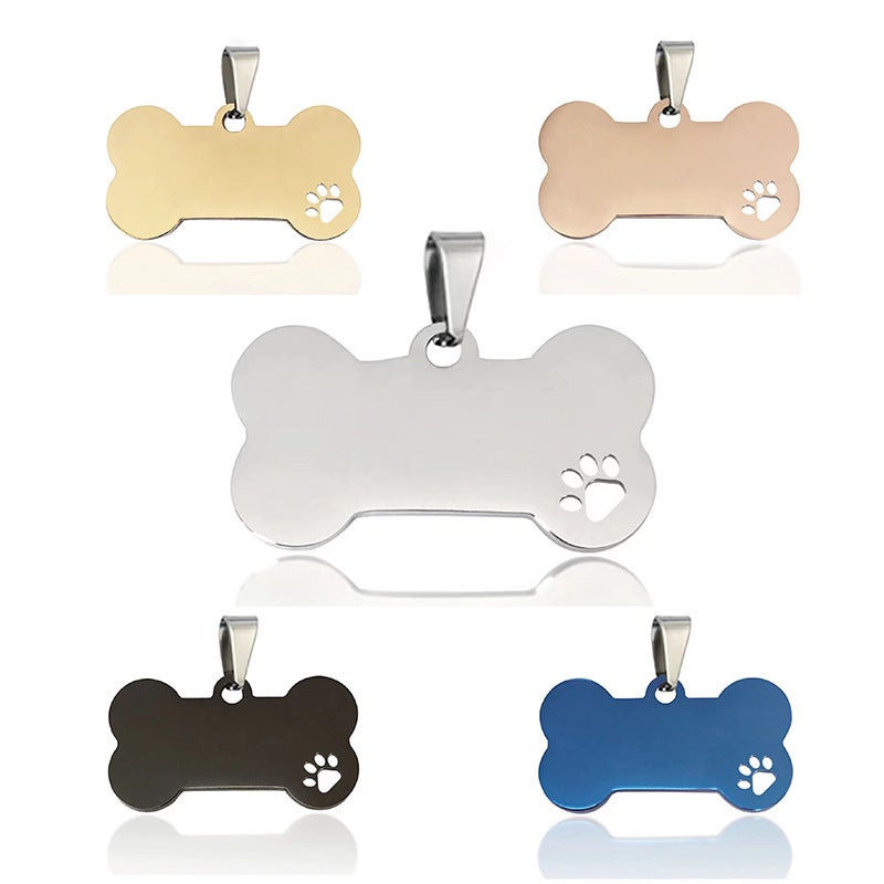 Stainless Steel Dog Tag – Hollow Bone-Shaped Engraved Pet Pendant - Image 2