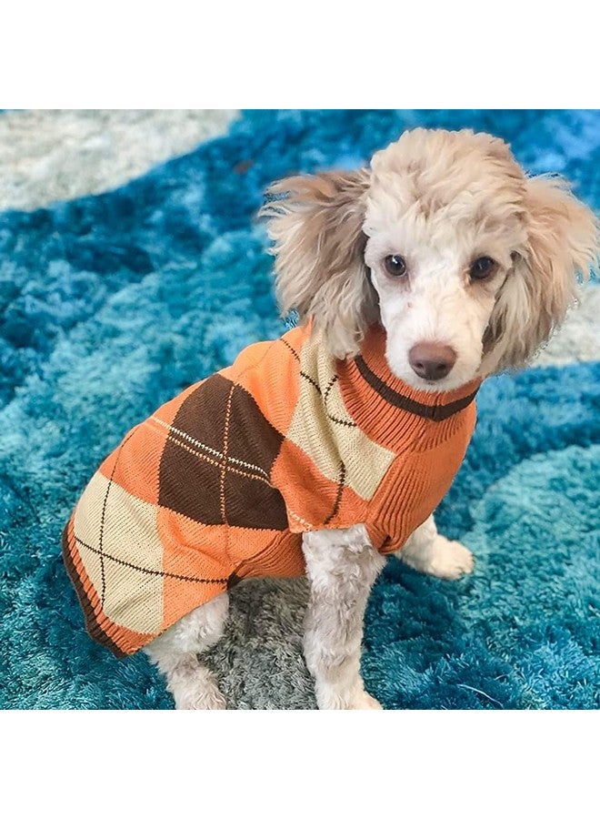 KOOLTAIL Dog Sweater Pet Knitted Clothes - Classic Plaid Pullover Turtleneck Fall Thanksgiving Dog Sweaters With Leash Hole, Thick Cold Weather Dog Outfits For Small Medium Large Dogs Cats Puppy Ml - Image 5