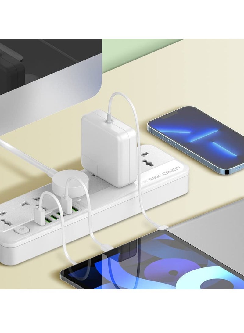 Extension Cord with Multi Sockets 5 Universal Outlets Compatible With UK/UAE Plug, 6 Auto ID USB Ports For Mobile Charging, And 2m Extension Cord for Home, Office, Dorm Essentials - Image 5