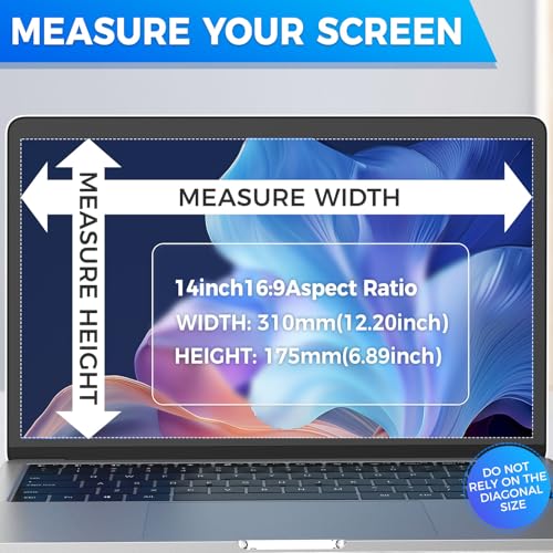 JEAPKA Magnetic Laptop Privacy Screen Filter 14 inch for 16:9 Widescreen Computer Monitor, Removable Anti Blue Light Privacy Shield, Anti-Glare Protector - Image 3