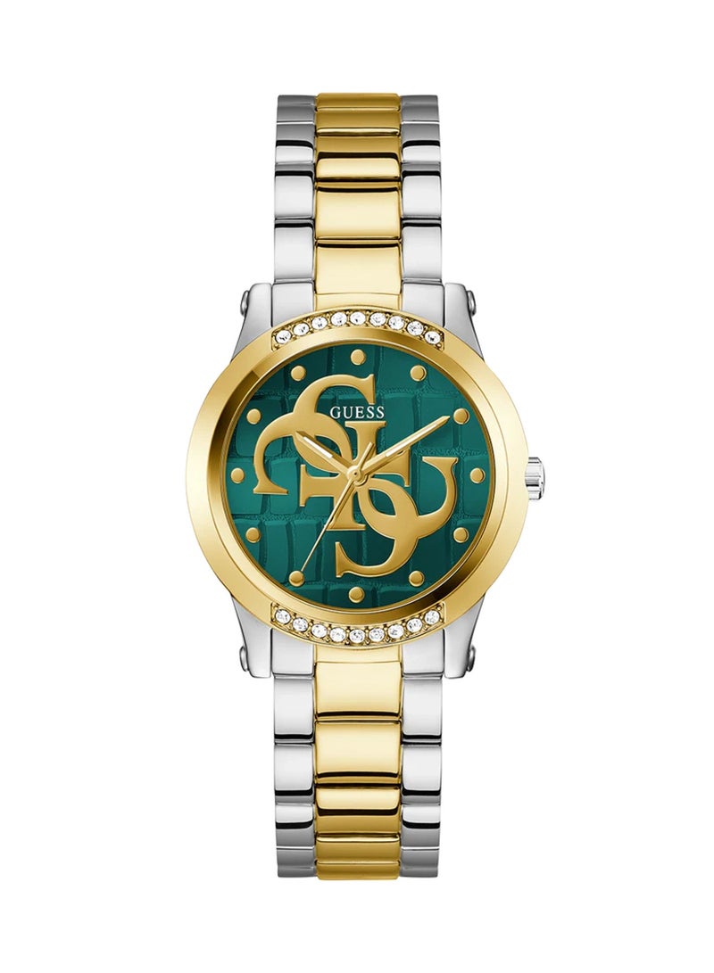 Guess Women’s Analog Quartz Watch 2-Tone Stainless Steel Case with Green Dial GW0861L4 - Image 1