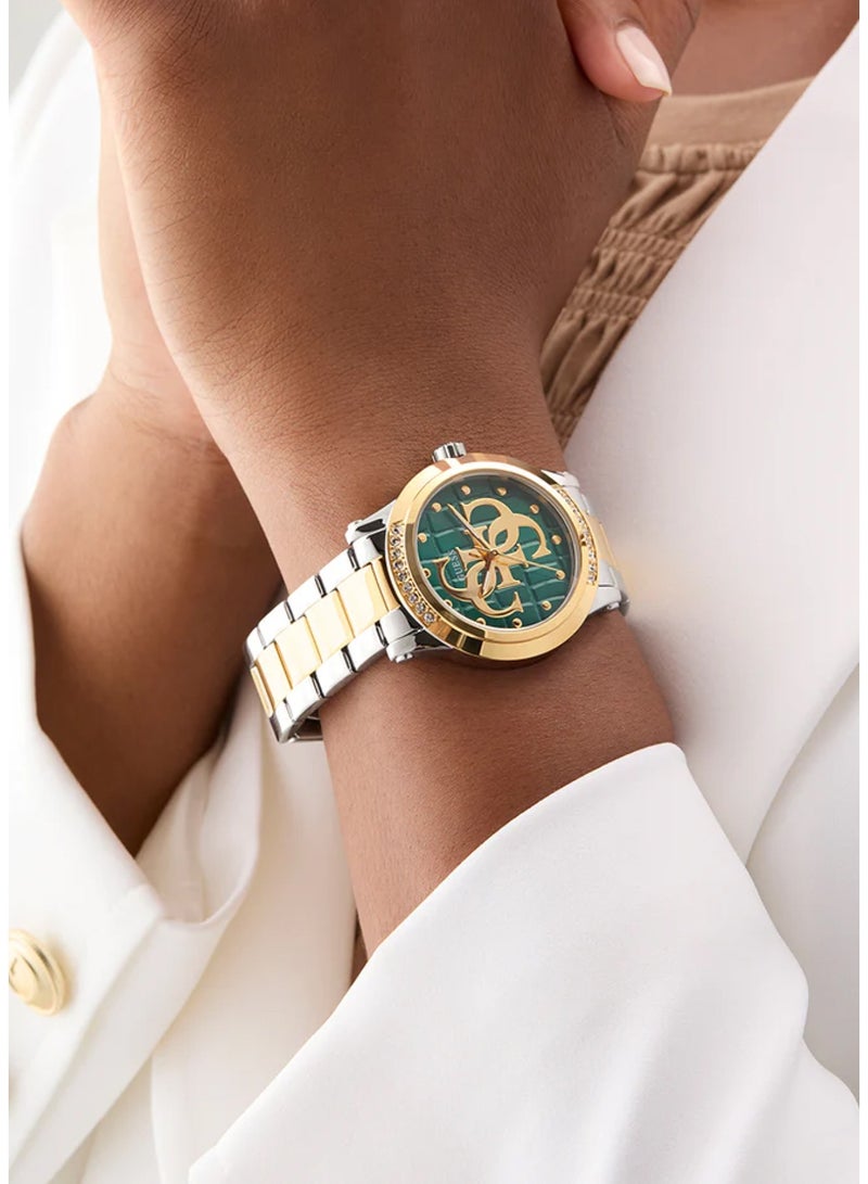 Guess Women’s Analog Quartz Watch 2-Tone Stainless Steel Case with Green Dial GW0861L4 - Image 5
