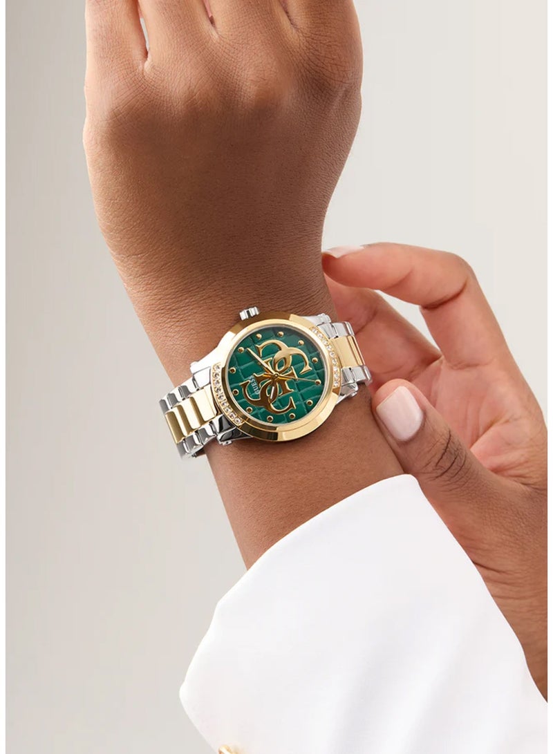 Guess Women’s Analog Quartz Watch 2-Tone Stainless Steel Case with Green Dial GW0861L4 - Image 4