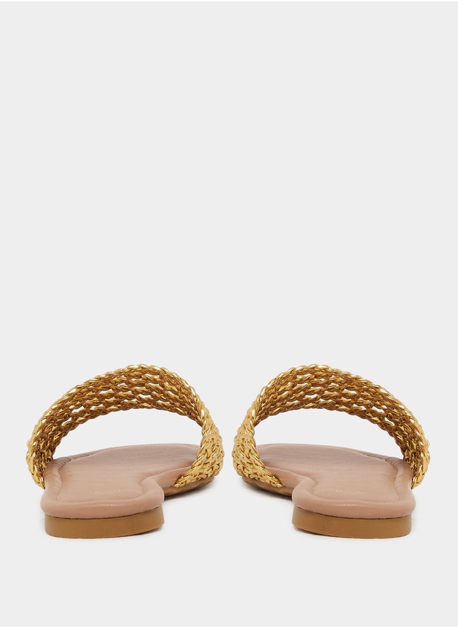 Styli Woven Design Open Toe Flat Sandals  - Image 4