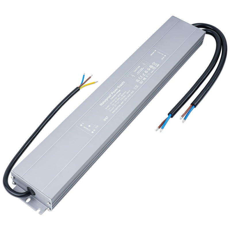 Generic VARICART Outdoor IP67 Waterproof LED Driver 12V 300W 25A, Ultra Slim LED Transformer 240 to 12V DC, Constant Voltage PSU Adaptor, Regulated Power Supply for Garden LED Light Strip G4 MR16 Bulb  - Image 1