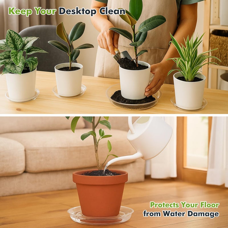 Planterhoma 20 Packs 18" Extra-Large Clear Plant Saucers for Indoor Outdoor Use Heavy Duty Plastic Plant Trays for Planter Bulk Flower Pot Drip Trays to Catch Water, 4 to 20 Inch - Image 5