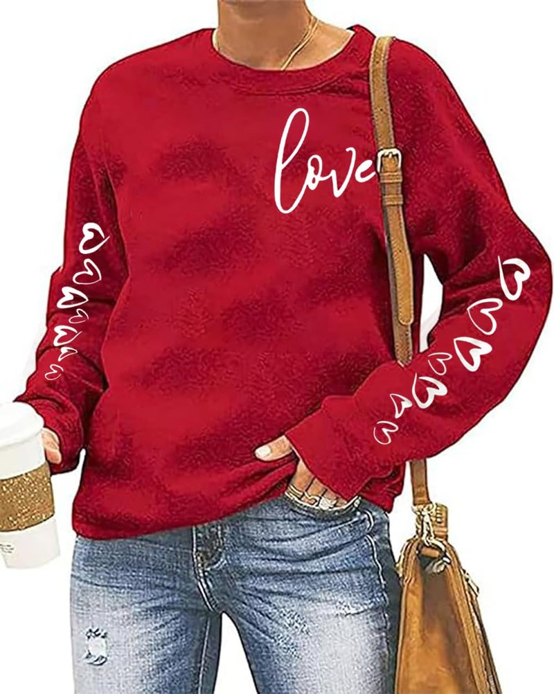 YALUCOR Valentines Day Sweatshirts for Women Valentine Sweatshirt Love Heart Graphic Pullover Tops Casual Tops - Image 5