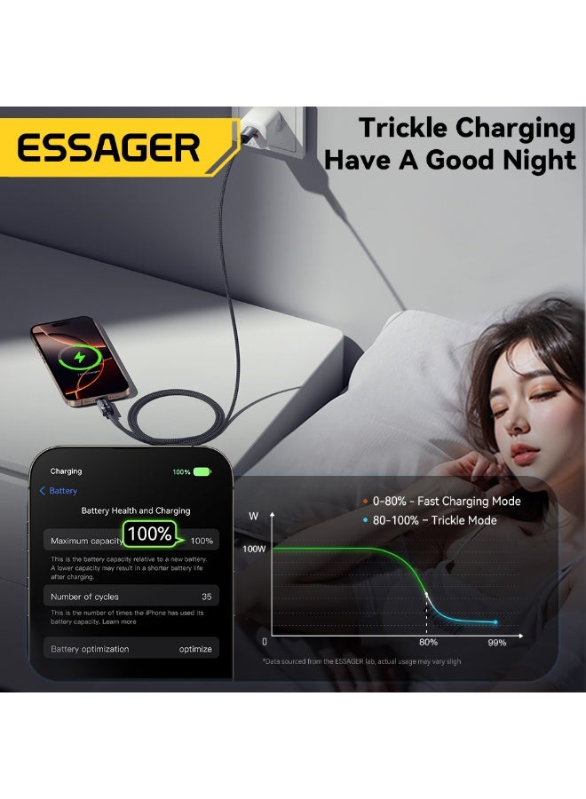 ESSAGER Digital Display Data Cable, Nylon Braided Smart Charging Cable, 100W Fast Charging & Real-Time Monitor, USB Cable with Screen for Laptop Tablet Phone(Grey, 2m) - Image 5