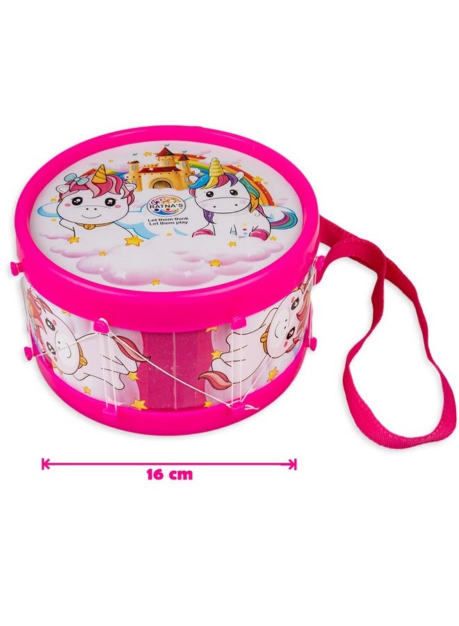 راتاناز مجموعة طبول موسيقية للأطفال الصغار من راتنا ريذم، مطبوعة بطبعة وحيد القرن، مع عودين وحزام تعليق للأطفال الصغار - Image 4