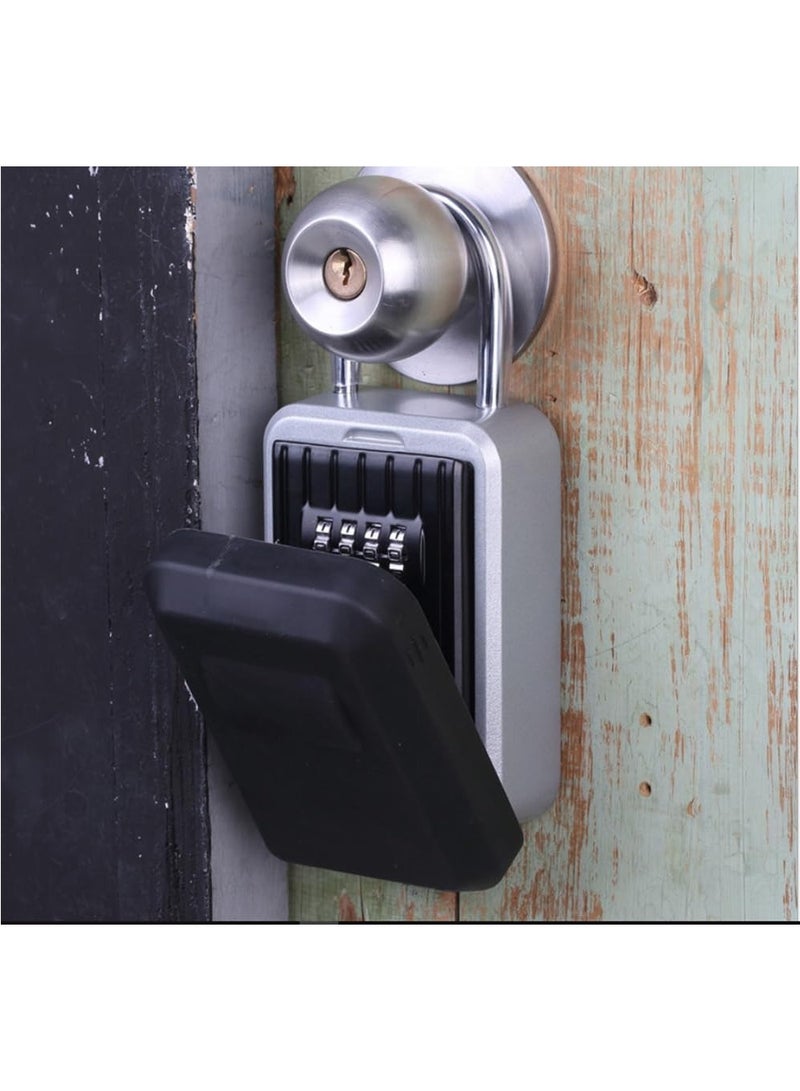 Rubik Key Storage Padlock Safe Box with 4 Digits Combination Lock & Removable Shackle, Wall Mounted & Door Handle Hang for Home Office Shop Warehouse Garage - Image 5